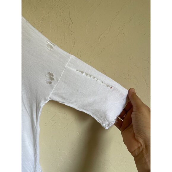 Bailey/44 White Distressed T-Shirt Medium Made in USA - Picture 6 of 8